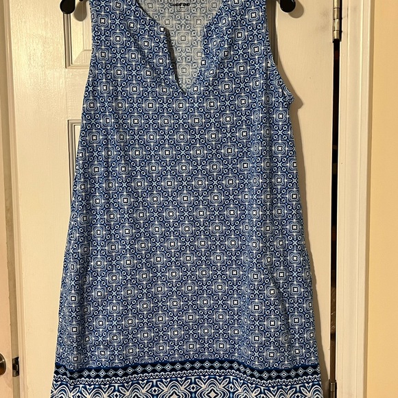 Lands' End Blue and White Patterned Sleeveless Dress size M - Picture 3 of 9